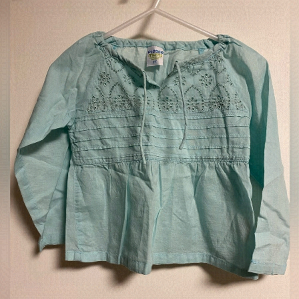 Please Mum Turquoise Blouse with Detailing, size 2T Long Sleeve